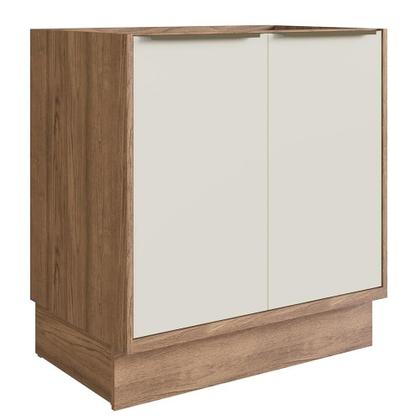 Imagem de Cozinha Completa 100% MDF Modular Édez Une, 15 Portas 6 Gavetas e Tampo, Off White e Louro Freijó