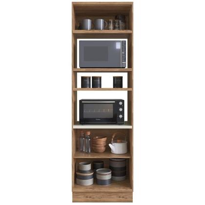 Imagem de Cozinha Completa 100% MDF Modular Édez Une, 15 Portas 6 Gavetas e Tampo, Off White e Louro Freijó