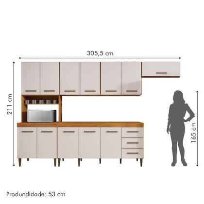 Imagem de Cozinha Completa 12 Portas 3 Gavetas Atenas