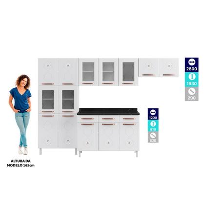 Imagem de Cozinha Completa 14 Portas 3 Gavetas 5 Vidros Mirage New