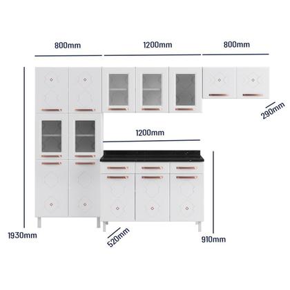 Imagem de Cozinha Completa 14 Portas 3 Gavetas 5 Vidros Mirage New