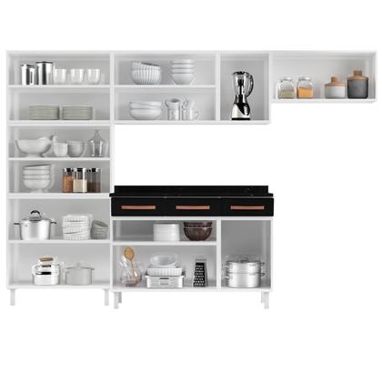 Imagem de Cozinha Completa 14 Portas 3 Gavetas 5 Vidros Mirage New