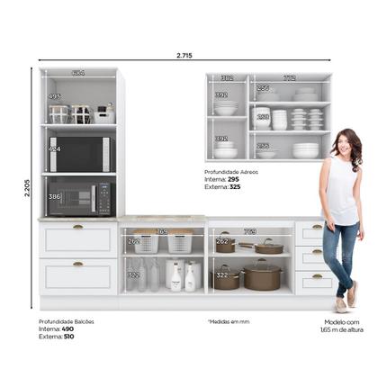 Imagem de Cozinha Completa 4 Peças Com Aéreo 3 Portas Com Vidro Amy Casa 812