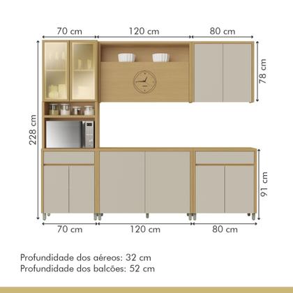 Imagem de Cozinha Completa 5 Peças 11 Portas 2 Gavetas Condessa 270cm 100% Mdf