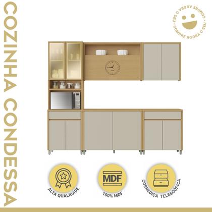 Imagem de Cozinha Completa 5 Peças 11 Portas 2 Gavetas Condessa 270cm 100% Mdf