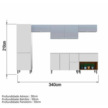 Imagem de Cozinha Completa 6 Peças 10 Portas 2 Gavetas sem Tampo Quadria Metalli