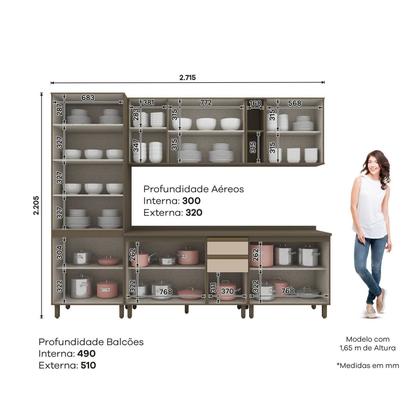 Imagem de Cozinha Completa 6 Peças 100% Mdf com Cristaleira Connect