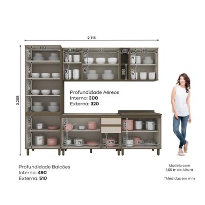 Imagem de Cozinha Completa 6 Peças 100% Mdf com Cristaleira Connect