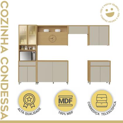 Imagem de Cozinha Completa 6 Peças 12 Portas 2 Gavetas Condessa 350cm 100% Mdf