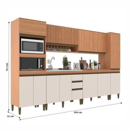 Imagem de Cozinha Completa 6 Peças 12 Portas com Torre Quente Paneleiro e Aéreo Ripado Cecília