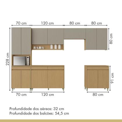 Imagem de Cozinha Completa 6 Peças 13 Portas 7 Gavetas Simone Mendes 350cm 100% Mdf