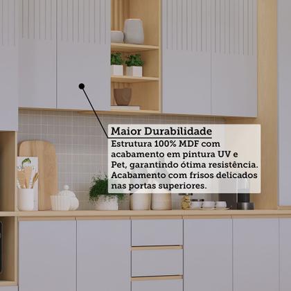Imagem de Cozinha Completa 6 Peças com Espaço para Micro-ondas e Tampo 310cm Aura Luciane Móveis