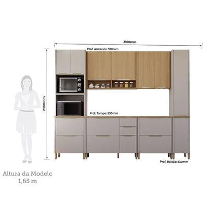 Imagem de Cozinha Completa 6 Peças Com Tampo Lumina Luciane Móveis Cinammon/Freijó