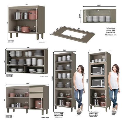 Imagem de Cozinha Completa 6 Peças Connect com Torre Quente e Cristaleira - Móveis Henn