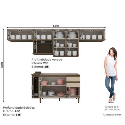 Imagem de Cozinha Completa 8 Peças 8 Portas 100% MDF Aurora Espresso Móveis