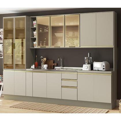Imagem de Cozinha Completa 8 Peças Connect com Cristaleira e Rodapé - Móveis Henn