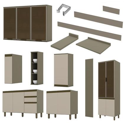 Imagem de Cozinha Completa 8 Peças Connect com Cristaleira e Rodapé - Móveis Henn