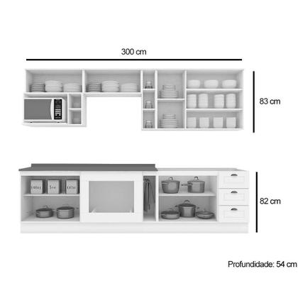 Imagem de Cozinha Completa Americana 12 Peças (5 Aéreos + 4 Balcões + 3 Complementos) CZ314 Cinza - Henn