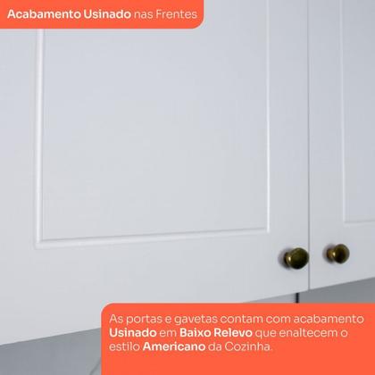 Imagem de Cozinha Completa Americana 12 Portas 7 Gavetas com Vidro 100% Mdf Branco Hp -  Henn
