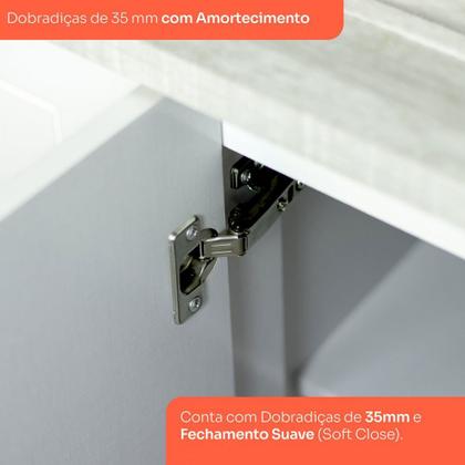 Imagem de Cozinha Completa Americana 12 Portas 7 Gavetas com Vidro 100% Mdf Branco Hp -  Henn