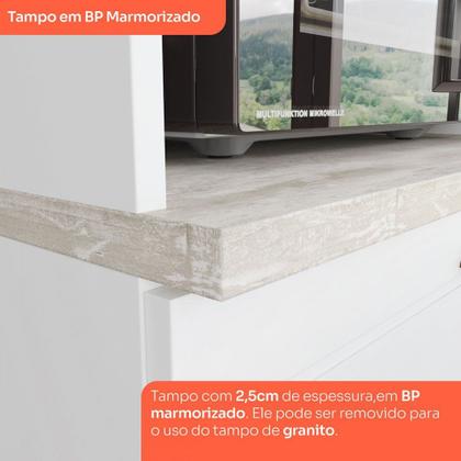 Imagem de Cozinha Completa Americana 12 Portas 7 Gavetas com Vidro 100% Mdf Branco Hp -  Henn