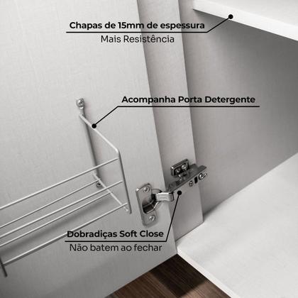 Imagem de Cozinha Completa Americana 12 Portas 7 Gavetas com Vidro 100% Mdf Branco Hp -  Henn