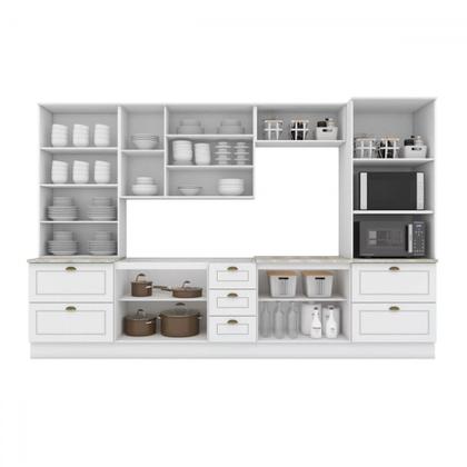 Imagem de Cozinha Completa Americana 12 Portas 7 Gavetas com Vidro 100% Mdf Branco Hp -  Henn