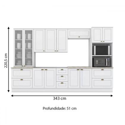 Imagem de Cozinha Completa Americana 12 Portas 7 Gavetas com Vidro 100% Mdf Branco Hp -  Henn