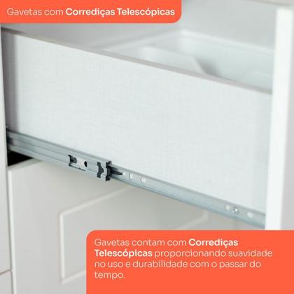 Imagem de Cozinha Completa Americana 12 Portas 7 Gavetas com Vidro 100% Mdf Branco Hp -  Henn