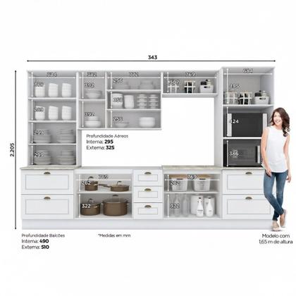 Imagem de Cozinha Completa Americana 6 Peças 12 Portas 7 Gavetas com Cristaleira