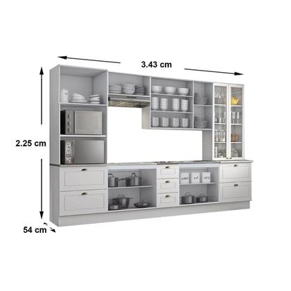 Imagem de Cozinha Completa Americana 8 Peças (2 Armários + 2 Balcões + 2 Paneleiros + 2 Complementos) C8P01 Branco - Henn