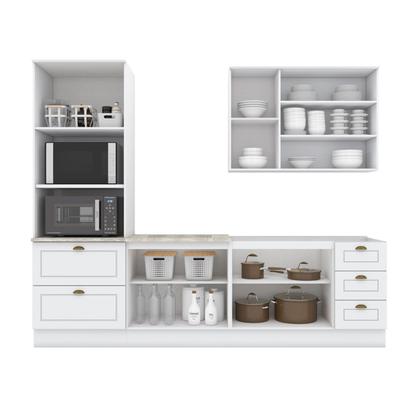 Imagem de Cozinha Completa Americana 9 Portas 5 Gavetas com Vidro 100% Mdf  Branco - Henn