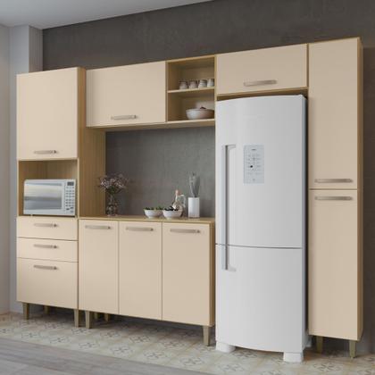 Imagem de Cozinha Completa Antonella+Balcão Para Pia S/Tampo Carvalho/Off White