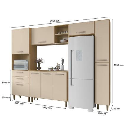 Imagem de Cozinha Completa Antonella+Balcão Para Pia S/Tampo Carvalho/Off White