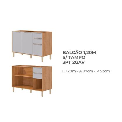 Imagem de Cozinha Completa Aurea 5 Peças c/ Torre Forno e Micro 270cm 100% MDF