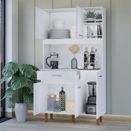 Imagem de Cozinha Completa Bonatto com Armário e Balcão Branco Multiuso 5 Portas 1 Gaveta Multiuso Móveis Bonatto