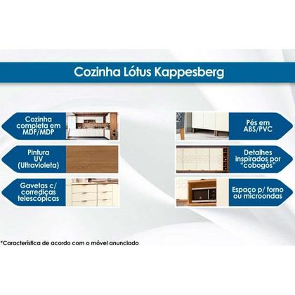 Imagem de Cozinha Completa Botanic 5 Peças (2 Armários + 1 Balcão + 2 Paneleiros) M665 Nogueira/Fendi - Kappesberg