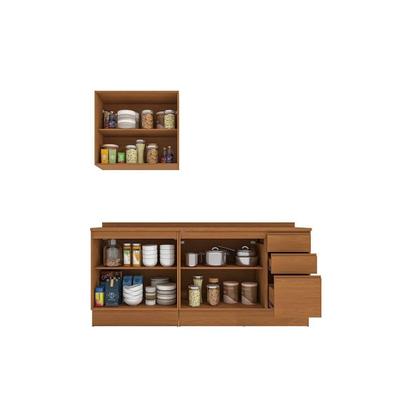 Imagem de Cozinha Completa Ciela 5 Peças (1Aéreo+2Balcões+2Complementos) C5P118 Canela/Azul Profundo - Kappesberg