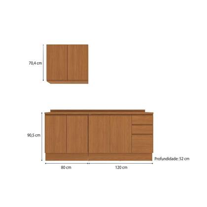 Imagem de Cozinha Completa Ciela 5 Peças (1Aéreo+2Balcões+2Complementos) C5P118 Canela/Azul Profundo - Kappesberg