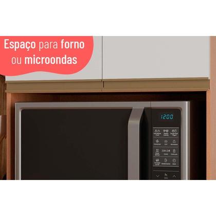 Imagem de Cozinha Completa Completa Thela Macadâmia (2 Aéreos + 1 Balcão + 2 Paneleiros) 5 Peças Freijo/Branco - Telasul