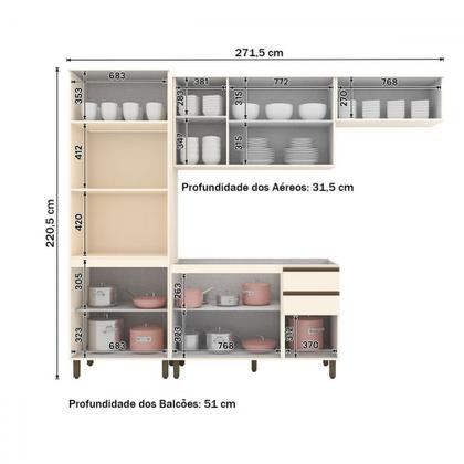 Imagem de Cozinha Completa Connect 10 Portas 2 Gavetas Off White - Henn