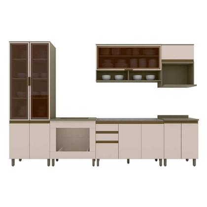Imagem de Cozinha Completa Connect 11 Peças (3 Armários + 1 Paneleiro + 3 Balcões + 4 Complementos) C6P17 Duna/Cristal - Henn