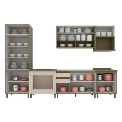 Imagem de Cozinha Completa Connect 11 Peças (3 Armários + 1 Paneleiro + 3 Balcões + 4 Complementos) C6P17 Duna/Cristal - Henn