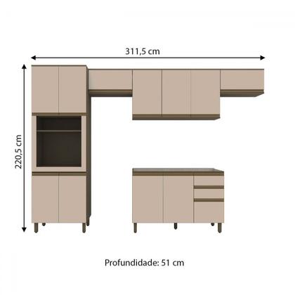 Imagem de Cozinha Completa Connect 12 Portas 2 Gavetas 100% Mdf Duna/Cristal - Henn