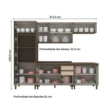 Imagem de Cozinha Completa Connect 12 Portas 2 Gavetas Duna/Cristal - Henn