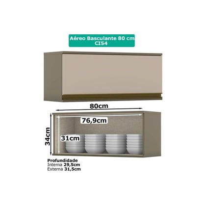 Imagem de Cozinha Completa Connect 8 Peças (5 Armários + 2 Balcões + 1Complemento) C5P68 Duna/Cristal - Henn