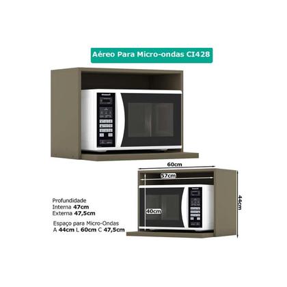 Imagem de Cozinha Completa Connect 8 Peças (5 Armários + 2 Balcões + 1Complemento) C5P68 Duna/Cristal - Henn