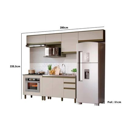 Imagem de Cozinha Completa Connect 8 Peças (5 Armários + 2 Balcões + 1Complemento) C5P68 Duna/Cristal - Henn