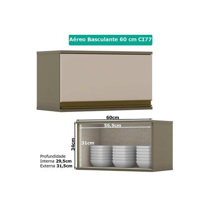 Imagem de Cozinha Completa Connect 8 Peças (5 Armários + 2 Balcões + 1Complemento) C5P68 Duna/Cristal - Henn