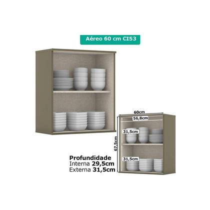 Imagem de Cozinha Completa Connect 8 Peças (5 Armários + 2 Balcões + 1Complemento) C5P68 Duna/Cristal - Henn